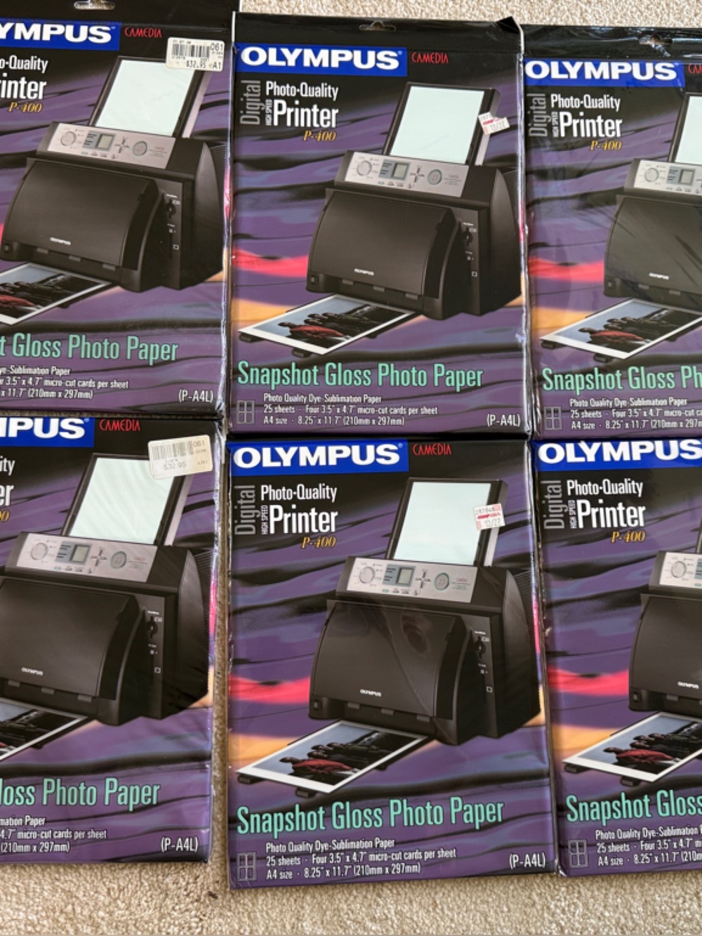 Olympus Snapshot Gloss Photo Paper Packs - Black & Purple Packaging